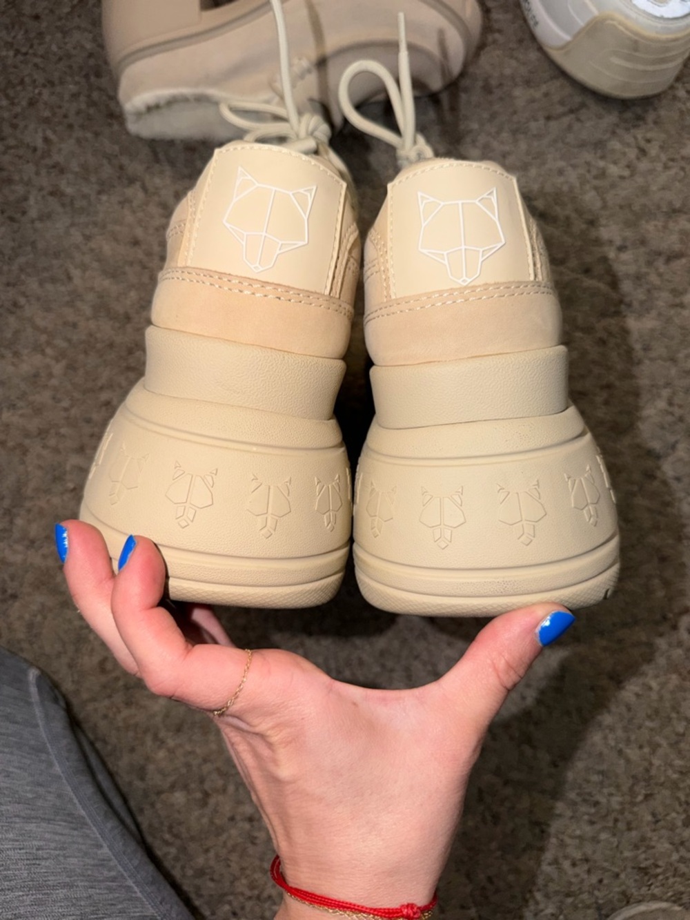 Naked Wolfe Beige Lace-Up Sneakers with Black Insole Logo - Picture 6 of 8